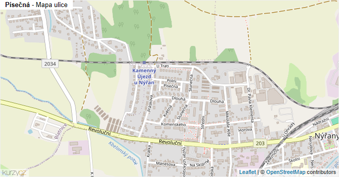 Písečná - mapa ulice