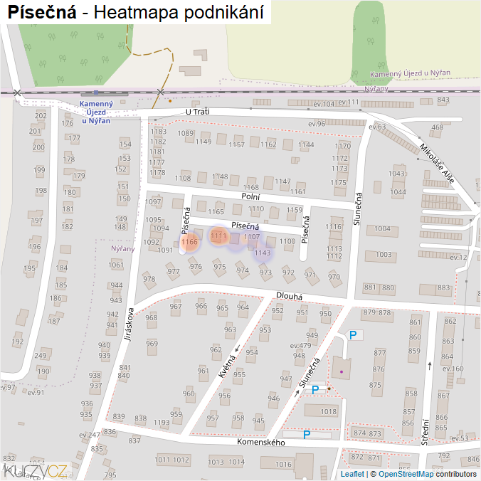 Mapa Písečná - Firmy v ulici.