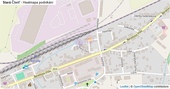 Stará Čtvrť - mapa podnikání
