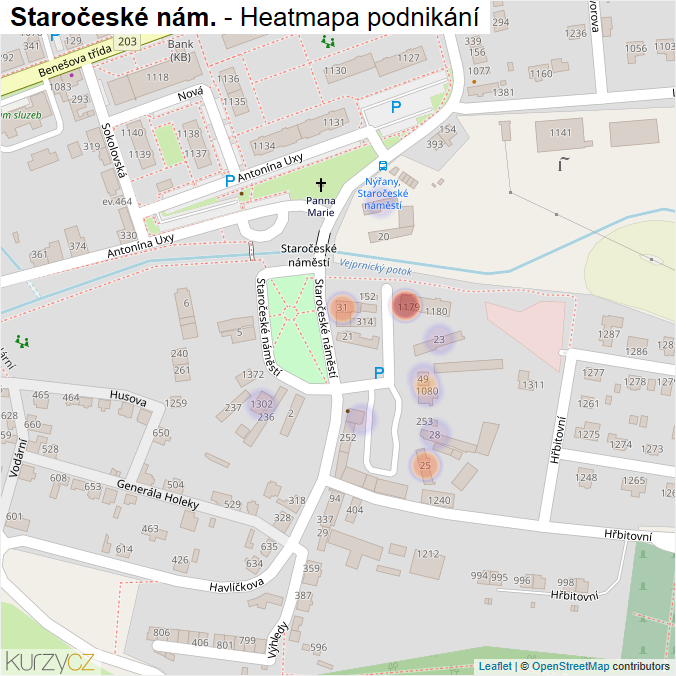 Mapa Staročeské nám. - Firmy v ulici.