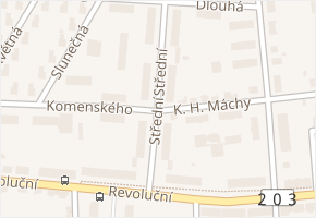 Střední v obci Nýřany - mapa ulice