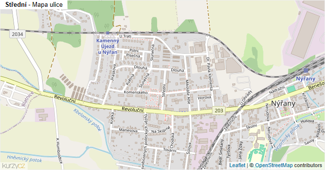 Střední - mapa ulice