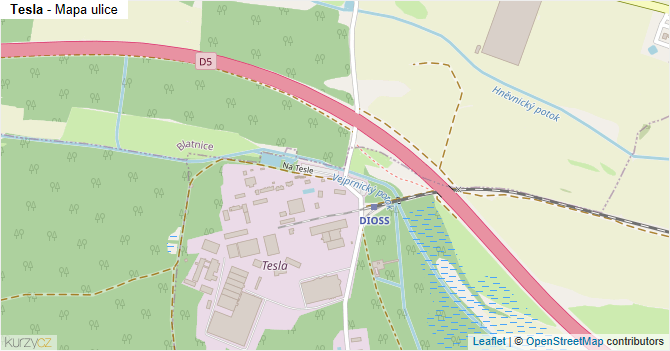 Tesla - mapa ulice