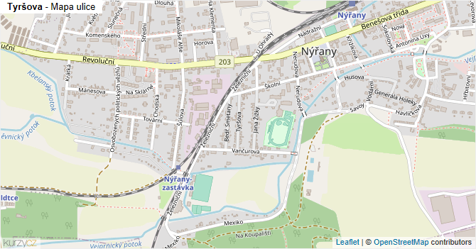 Tyršova - mapa ulice