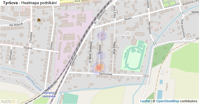 Tyršova - mapa podnikání