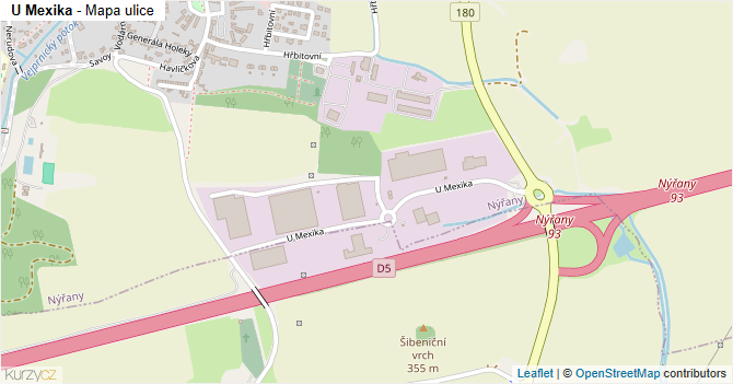 U Mexika - mapa ulice