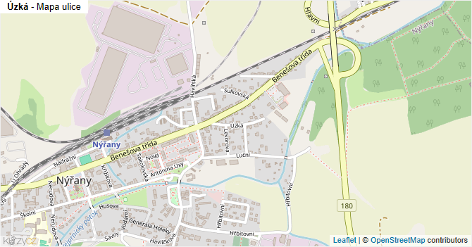 Úzká - mapa ulice