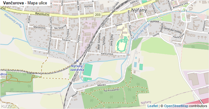 Vančurova - mapa ulice