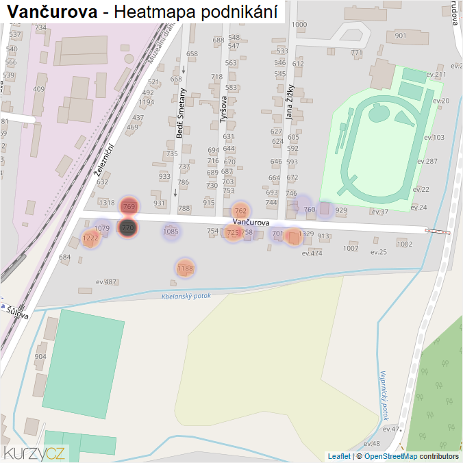 Mapa Vančurova - Firmy v ulici.