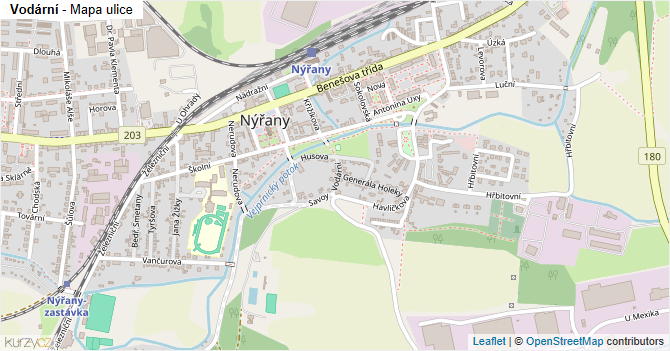 Vodární - mapa ulice