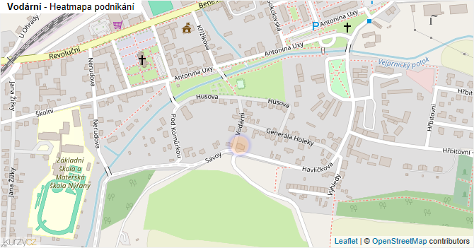 Vodární - mapa podnikání