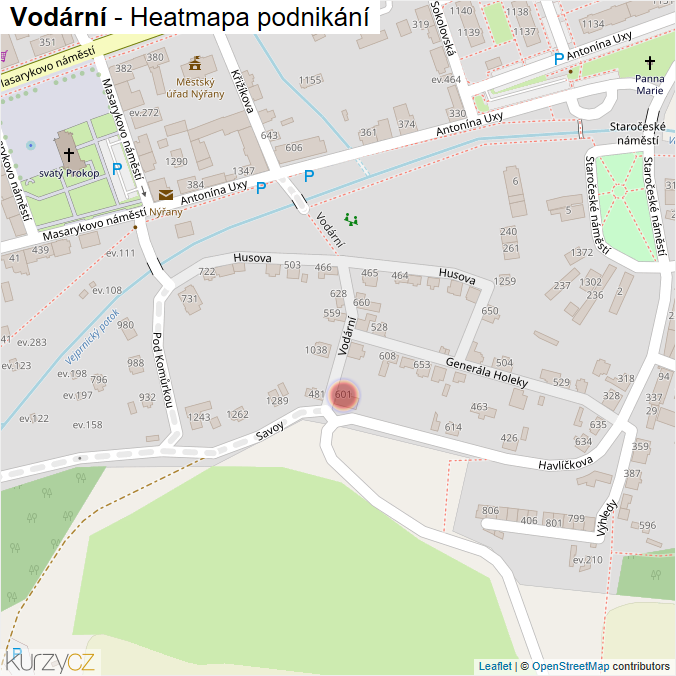 Mapa Vodární - Firmy v ulici.