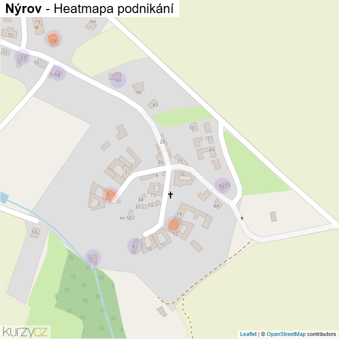 Mapa Nýrov - Firmy v části obce.