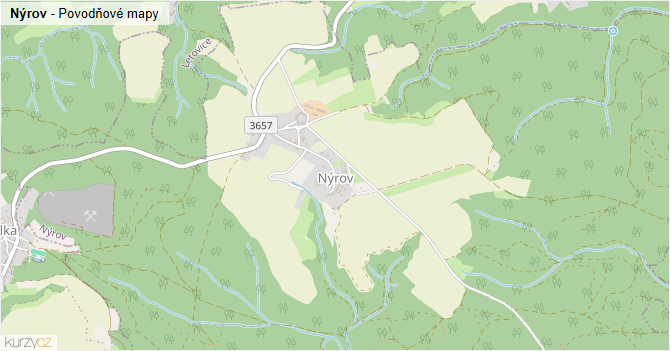 Nýrov - záplavové mapy stoleté vody