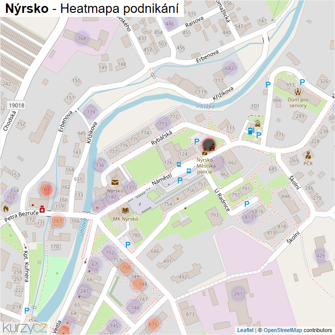 Mapa Nýrsko - Firmy v obci.