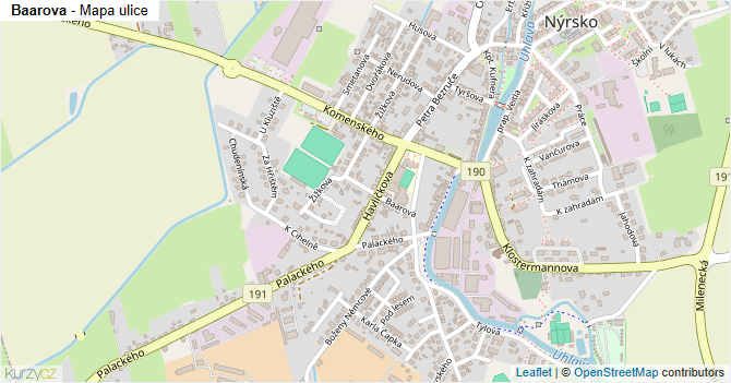 Baarova - mapa ulice