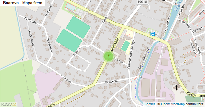 Baarova - mapa firem