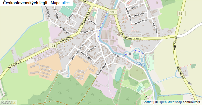 Československých legií - mapa ulice