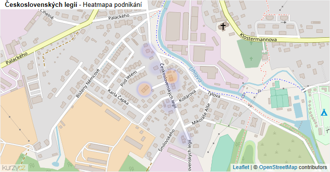 Československých legií - mapa podnikání