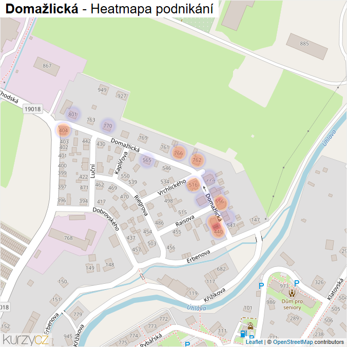 Mapa Domažlická - Firmy v ulici.