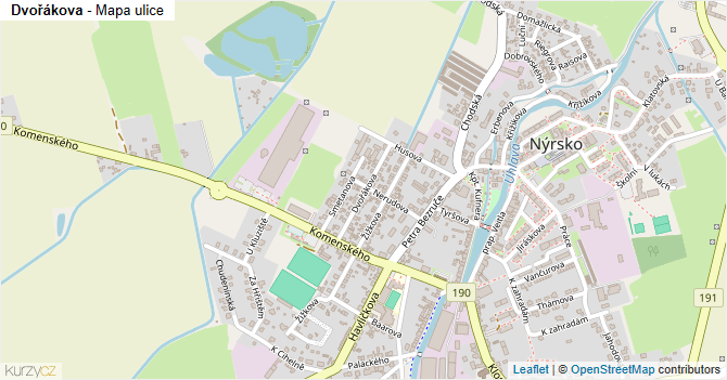 Dvořákova - mapa ulice