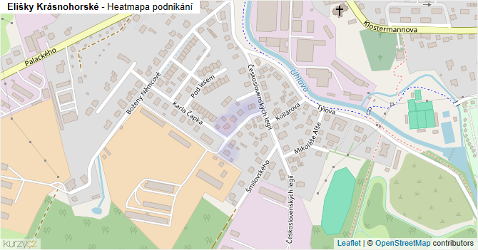 Elišky Krásnohorské - mapa podnikání