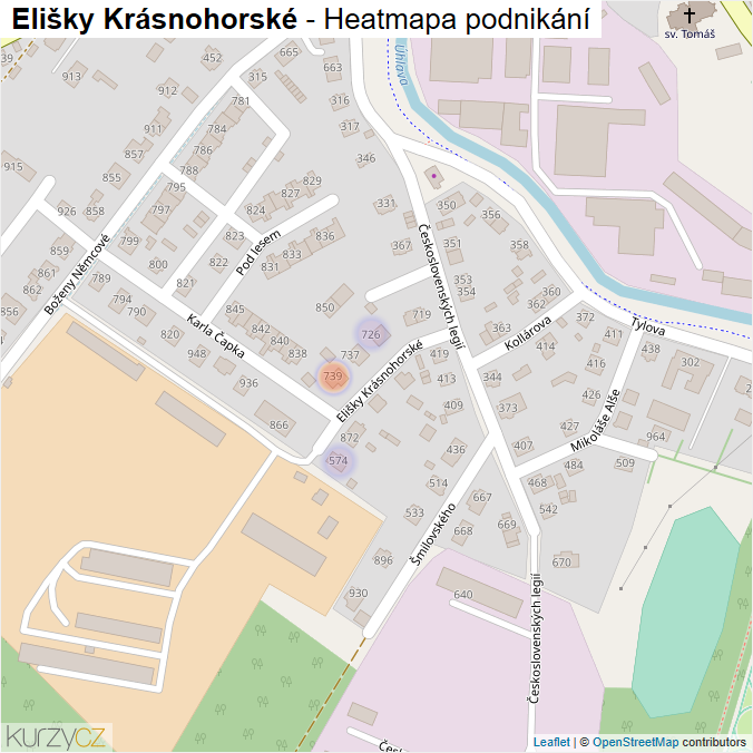 Mapa Elišky Krásnohorské - Firmy v ulici.