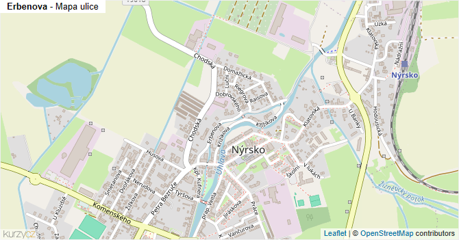 Erbenova - mapa ulice
