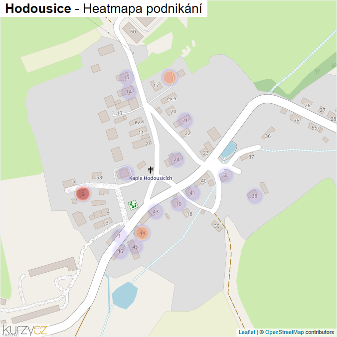 Mapa Hodousice - Firmy v části obce.