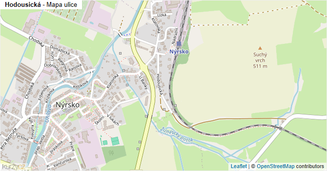 Hodousická - mapa ulice