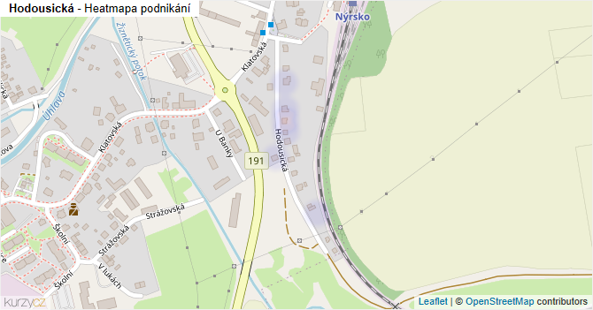 Hodousická - mapa podnikání