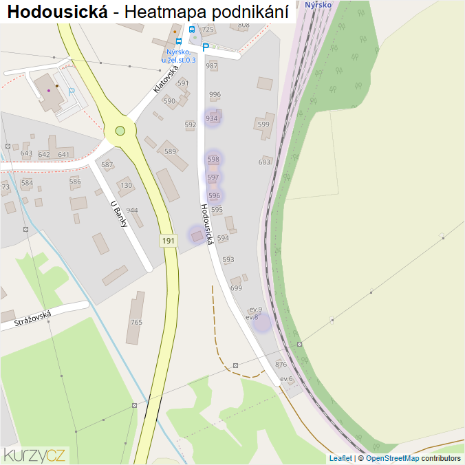 Mapa Hodousická - Firmy v ulici.