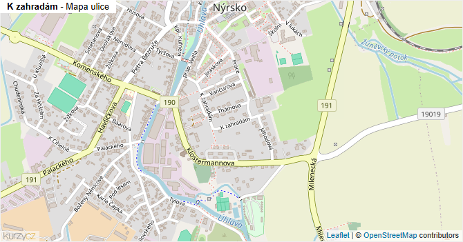 K zahradám - mapa ulice