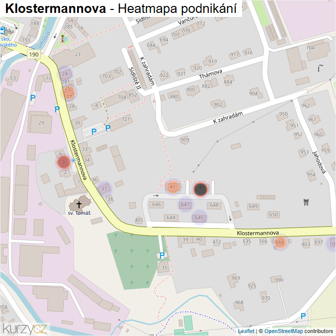 Mapa Klostermannova - Firmy v ulici.