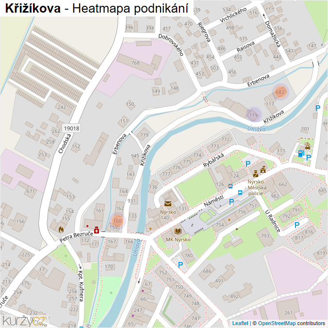 Mapa Křižíkova - Firmy v ulici.