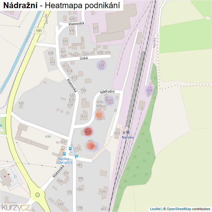 Mapa Nádražní - Firmy v ulici.