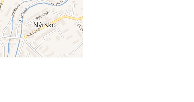 Náměstí v obci Nýrsko - mapa ulice