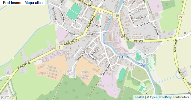 Pod lesem - mapa ulice