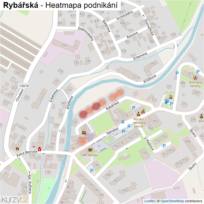 Mapa Rybářská - Firmy v ulici.