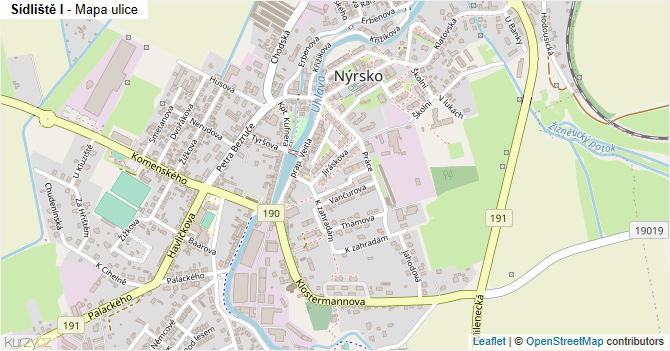 Sídliště I - mapa ulice