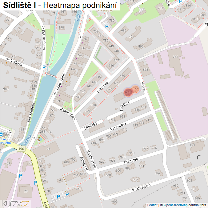 Mapa Sídliště I - Firmy v ulici.