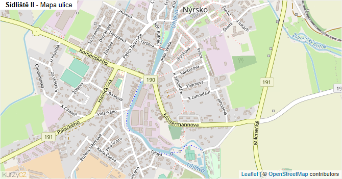 Sídliště II - mapa ulice