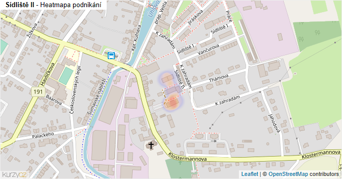 Sídliště II - mapa podnikání