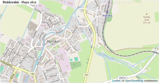 Strážovská - mapa ulice