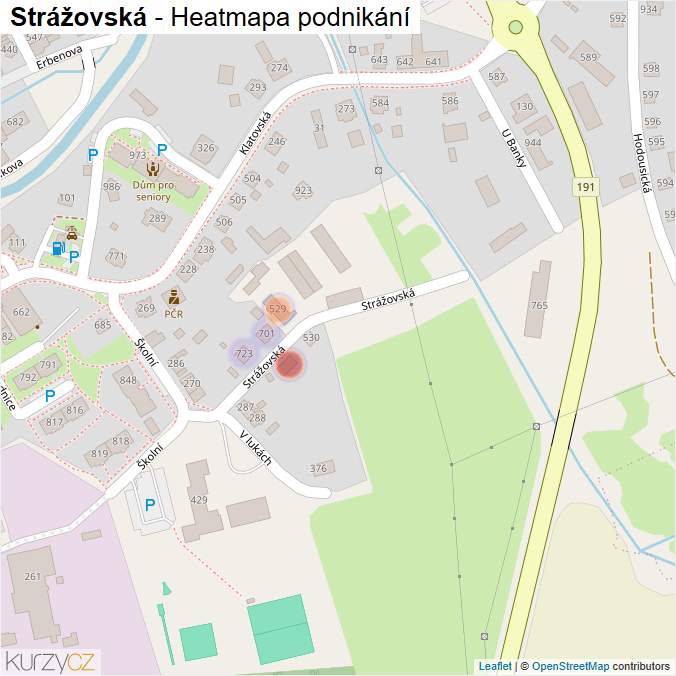 Mapa Strážovská - Firmy v ulici.