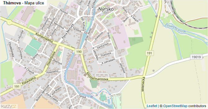 Thámova - mapa ulice