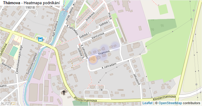 Thámova - mapa podnikání