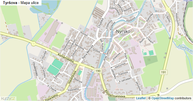Tyršova - mapa ulice