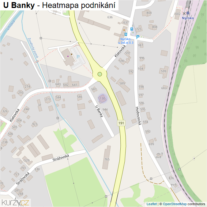 Mapa U Banky - Firmy v ulici.