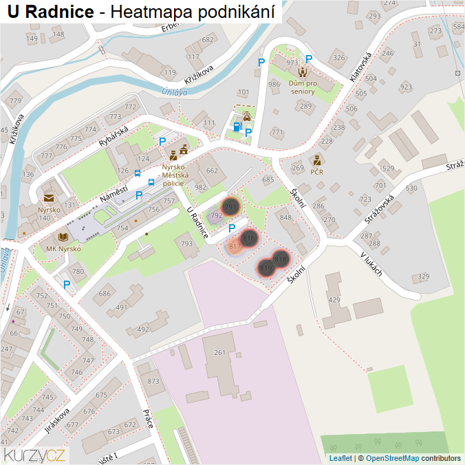 Mapa U Radnice - Firmy v ulici.